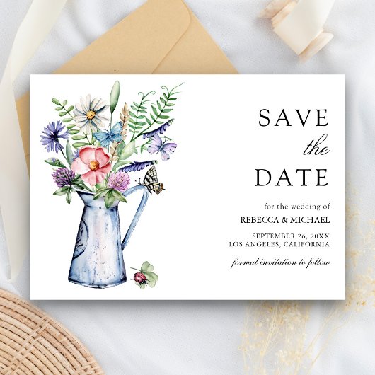 Rustic Boho Wildblume Floral Wedding Save The Date
