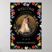 Rustic Boho Wildblume Foto Hochzeit Begrüßungszeic Poster (Vorne)