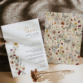 Rustic Boho Wildblume Garden Wedding Menu Card Einladung