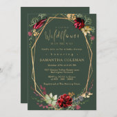 Rustic Boho Wildblume Geometric Green Baby Shower Einladung (Vorne/Hinten)