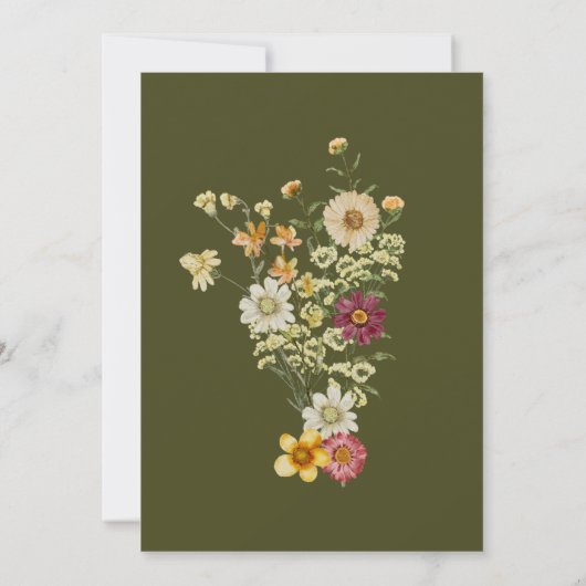 Rustic Boho Wildblume Sage Green Baby Dusche Einladung (Rückseite)