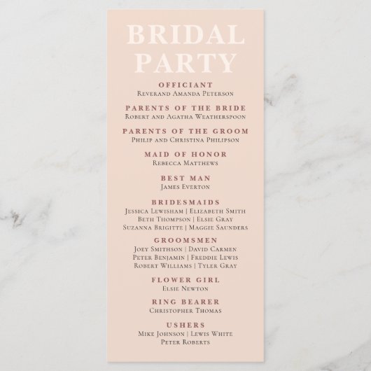 Rustic Boho Wildblume Summer Wedding Programm (Rückseite)