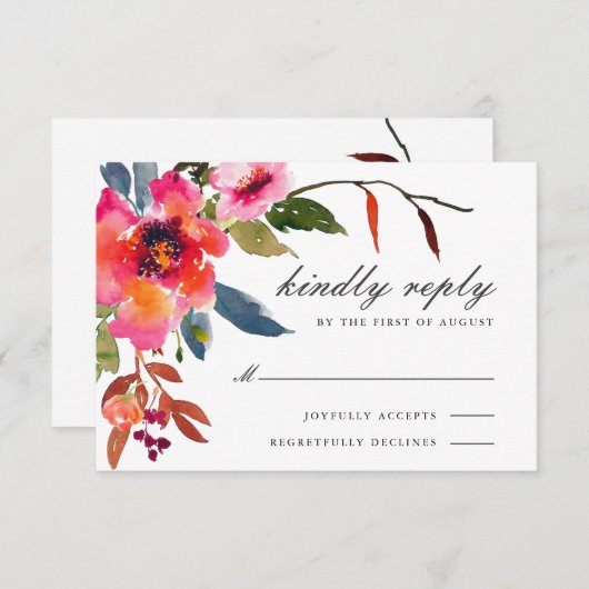 Rustic Boho Wildblume Wedding RSVP Karte (Vorne/Hinten)