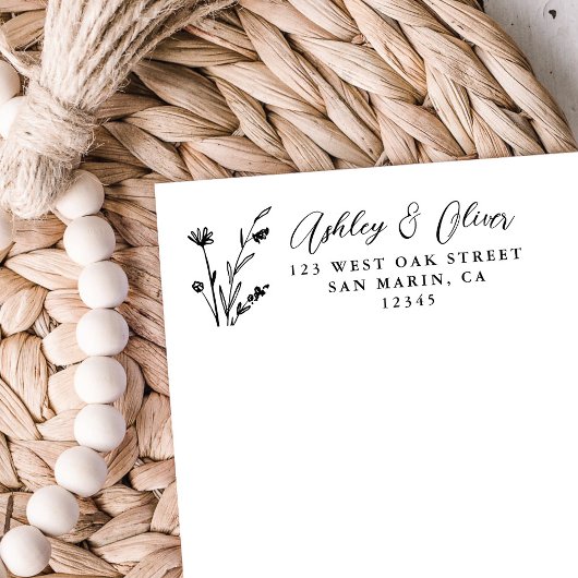 Rustic Boho Wildblume Wedding Rücksendeadresse Permastempel