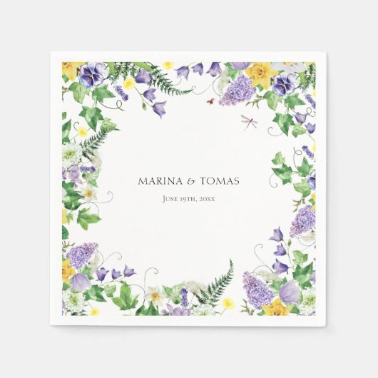 Rustic Boho Wildblume Wedding Serviette (Vorderseite)