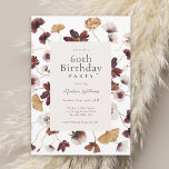 Rustic Boho Wildblumen 60. Geburtstagsparty Einladung<br><div class="desc">Ein hübscher Boho inspirierte die 60. Geburtstagsfeier mit einer reichhaltigen Auswahl an Wildblumen in den Farben Bordeaux, Gold, Rosa und Weiß. Die magischen botanischen Elemente Pop mit Stil und Charme einer offenen Wiese. Personalisieren Sie die Textvorlage mit Ihren Ereignisdetails. Wenn Sie Textzeilen hinzufügen oder entfernen oder den Text verschieben möchten,...</div>