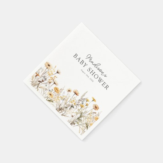 Rustic Boho Wildblumen Babydusche Serviette (Ecke)