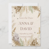 Rustic Boho Winter Save the Date with Pampas Grass Einladung (Vorderseite)