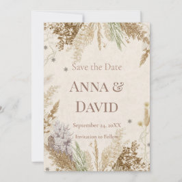 Rustic Boho Winter Save the Date with Pampas Grass Einladung