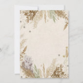 Rustic Boho Winter Save the Date with Pampas Grass Einladung (Rückseite)