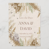 Rustic Boho Winter Save the Date with Pampas Grass Einladung (Vorne/Hinten)