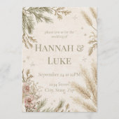 Rustic Boho Winter Wedding Invitation with Snow Einladung (Vorderseite)