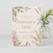 Rustic Boho Winter Wedding Invitation with Snow Einladung (Stehend Vorderseite)