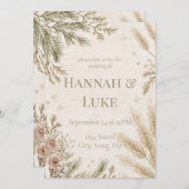 Rustic Boho Winter Wedding Invitation with Snow Einladung (Vorne/Hinten)