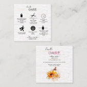 Rustic Boho Wood Watercolor Sonnenblume Candle Car Quadratische Visitenkarte (Vorne/Hinten)