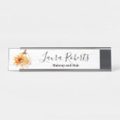 Rustic Boho Wood Watercolor Sonnenblume Pumpkin Schreibtischnamensplakette (Vorderseite )