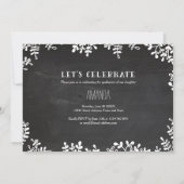 Rustic Boho Wreath Chalkboard Abschluss Foto Einladung (Rückseite)