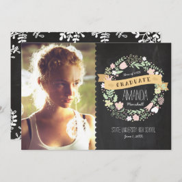 Rustic Boho Wreath Chalkboard Abschluss Foto Einladung