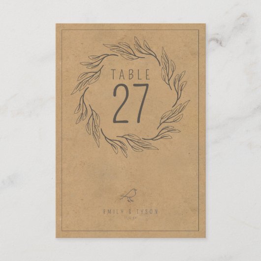 Rustic Boho Wreath Wedding Tischnummer ID109 (Vorderseite)