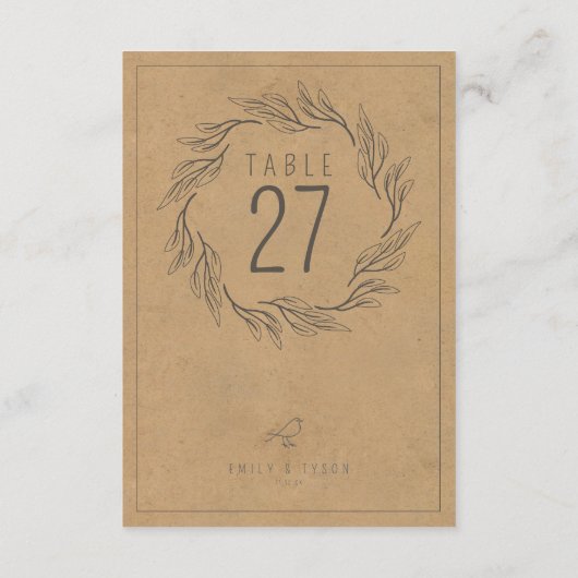 Rustic Boho Wreath Wedding Tischnummer ID109 (Rückseite)