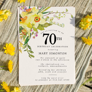 Rustic Boho Yellow Daffodil 70. Geburtstag Einladung