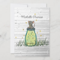 Rustic Bokeh Maus Firefly Mason Jar Dusche Invita