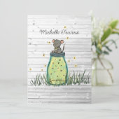 Rustic Bokeh Maus Firefly Mason Jar Dusche Invita Einladung (Stehend Vorderseite)