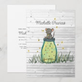 Rustic Bokeh Maus Firefly Mason Jar Dusche Invita Einladung (Vorne/Hinten)