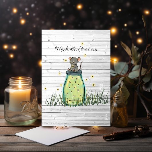 Rustic Bokeh Maus Firefly Mason Jar Dusche Invita Einladung