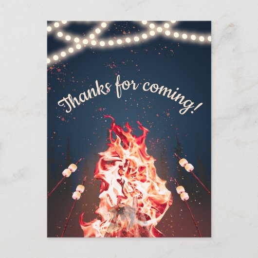 Rustic Bonfire und Marshmallow Danke, Postcard Postkarte (Vorderseite)