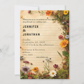 Rustic Book Lovers Print Floral Wedding Invitation Einladung (Vorderseite)