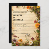 Rustic Book Lovers Print Floral Wedding Invitation Einladung (Vorne/Hinten)