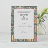 Rustic Book Lovers Print Floral Wedding Invitation Einladung (Stehend Vorderseite)
