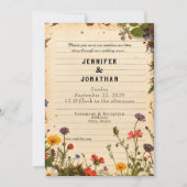 Rustic Book Lovers Print Floral Wedding Invitation Einladung (Vorderseite)