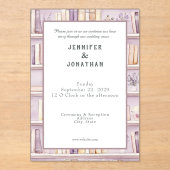 Rustic Book Lovers Print Wedding Invitation Acryleinladungen (Vorderseite)