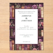 Rustic Book Lovers Print Wedding Invitation Acryleinladungen (Vorderseite)