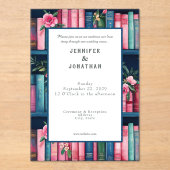 Rustic Book Lovers Print Wedding Invitation Acryleinladungen (Vorderseite)