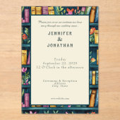 Rustic Book Lovers Print Wedding Invitation Acryleinladungen (Vorderseite)
