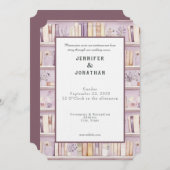 Rustic Book Lovers Print Wedding Invitation Einladung (Vorne/Hinten)
