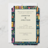 Rustic Book Lovers Print Wedding Invitation Einladung (Vorderseite)