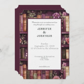 Rustic Book Lovers Print Wedding Invitation Einladung (Vorne/Hinten)