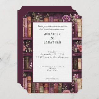 Rustic Book Lovers Print Wedding Invitation Einladung
