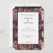 Rustic Book Lovers Print Wedding Invitation Einladung (Vorderseite)