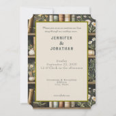 Rustic Book Lovers Print Wedding Invitation Einladung (Vorderseite)