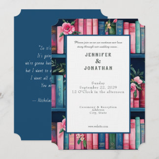 Rustic Book Lovers Print Wedding Invitation Einladung