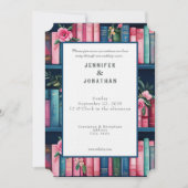 Rustic Book Lovers Print Wedding Invitation Einladung (Vorderseite)