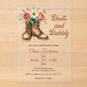 Rustic Boots and Bubbly Western Bridal Shower  Acryleinladungen (Vorderseite)