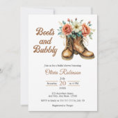 Rustic Boots and Bubbly Western Bridal Shower  Einladung (Vorderseite)