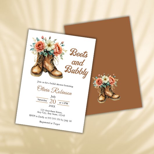 Rustic Boots and Bubbly Western Bridal Shower  Einladung