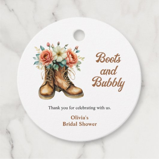 Rustic Boots and Bubbly Western Bridal Shower  Geschenkanhänger (Vorderseite)